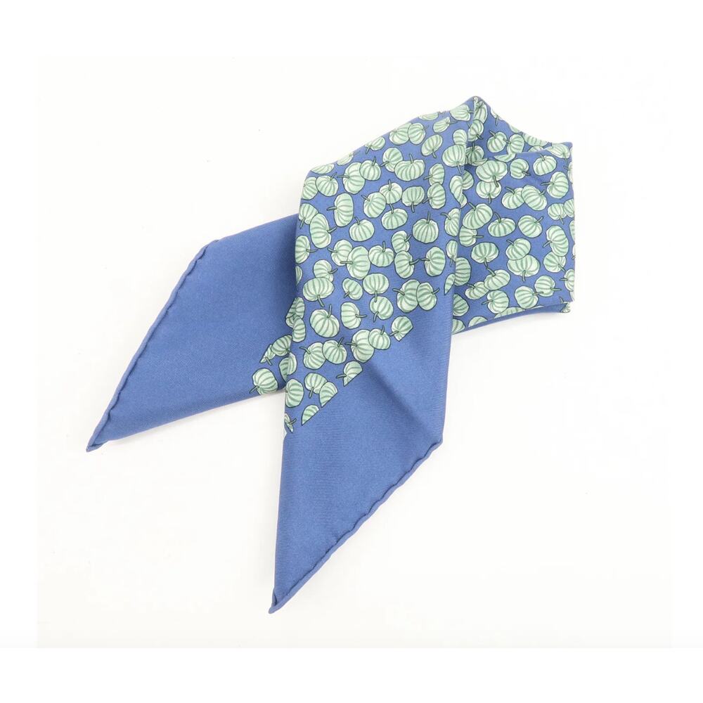 Blue Patterned Pocket Square with Light Green Motif - Unbranded - Picture 5 of 5
